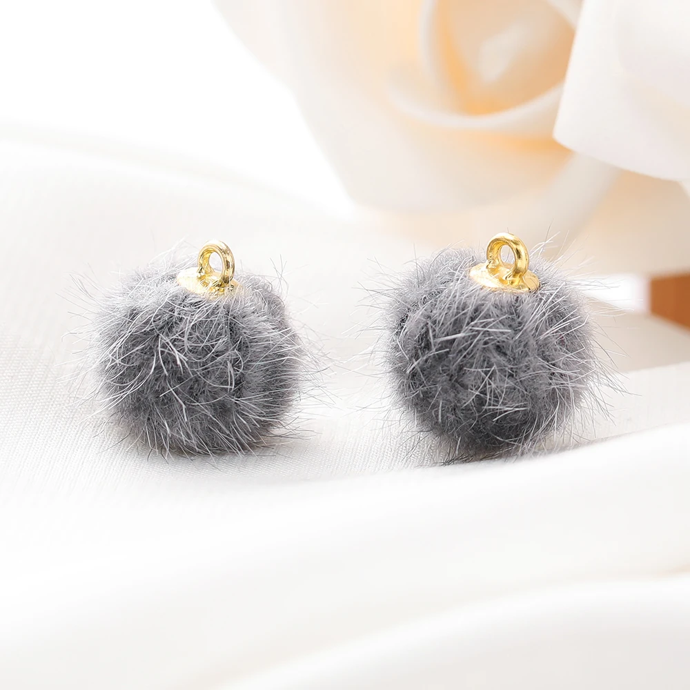 10 stuks pluche bont bedekt bal kralen bedels pompom kralen hanger voor DIY ketting oorbel armband hanger sieraden maken benodigdheden