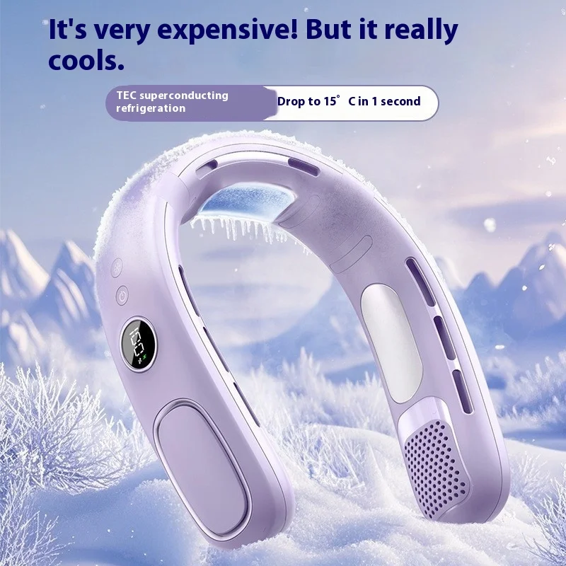 

Портативный охлаждающий вентилятор для шеи с 5 скоростями ветра, аккумулятором 3600 мАч, портативным персональным кондиционером для занятий спортом на открытом воздухе