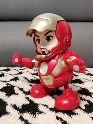 19cm Marvel Iron Man Dance Anime Action Figures Sing Sound Led Spiderman Avengers Ironman Super Heros Toy Children Gift Robot