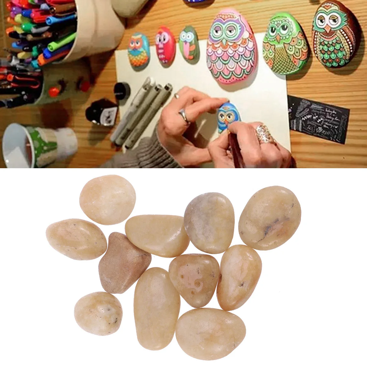 

500G Painting Rocks Stones Smooth No Wax Ready To Paint Assorted Sizes For Diy Hand-Painted Art Children'S Drawing Garden Decor