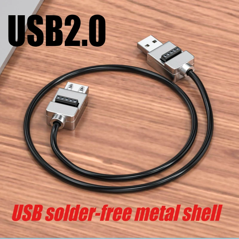 USB Solderless Plug Metal Shell USB 2.0 Male Female Mobile Phone Keyboard Mouse Fast Charging Wire Connector DIY Wiring Terminal