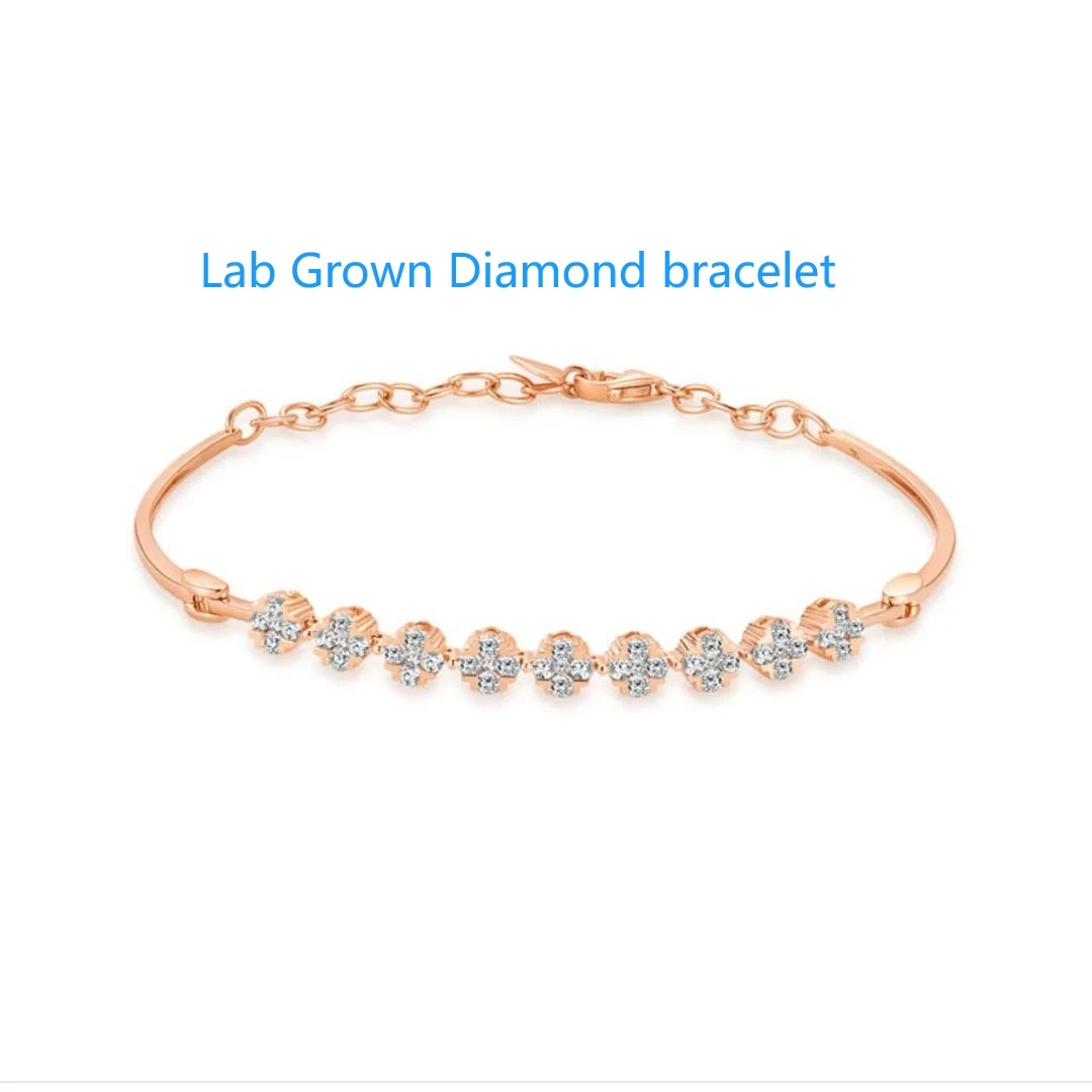 

Четырехлистный клевер, выращенный в лаборатории бриллиант 0,69 карата, круглая огранка CVD HPHT DEF Color VS-VVS, однотонное розовое золото 14 карат, ювелирные изделия для женщин