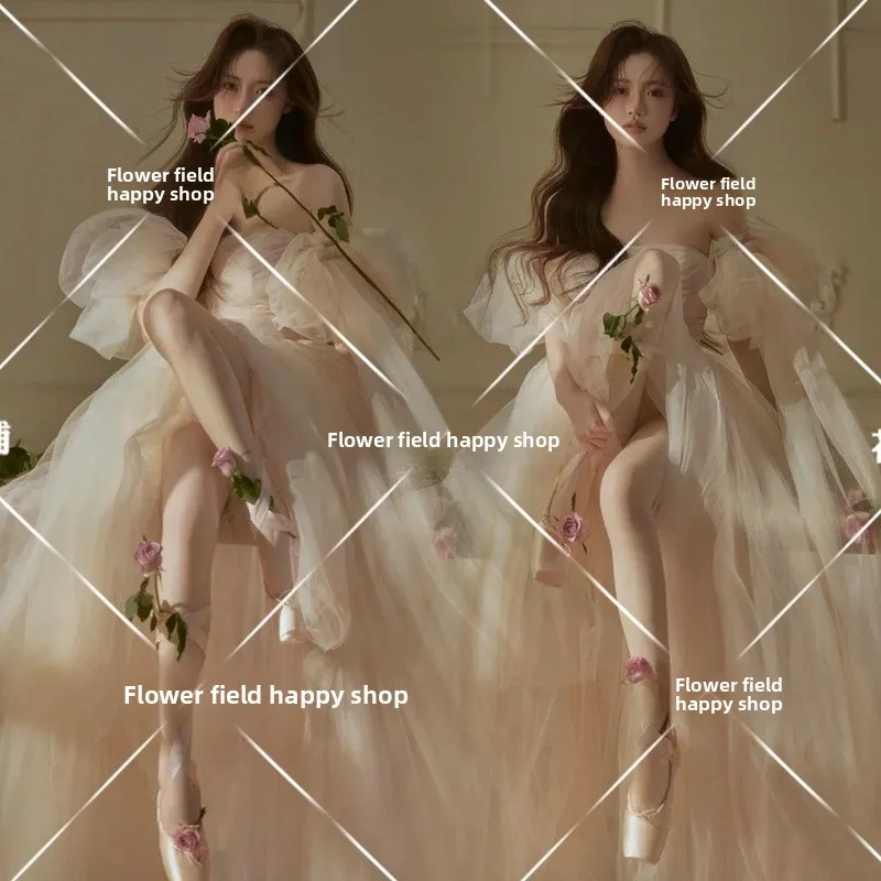 

Sweet Lace Wedding Dress Forest System Dreamy Atmosphere Sensation Photography Studio Portrait Costume Elegant Evening Gown