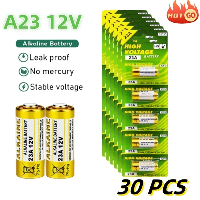 30PCS 12V Alkaline Battery A23 23A 23GA A23S E23A EL12 MN21 MS21 V23GA L1028 GP23A LRV08 for Remote Control Doorbell Dry Cell