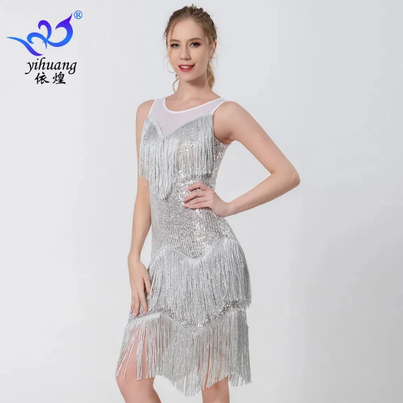 Sequin Fringe Dress Latin Dance Dress Stage Dance Dress Performance Dress Dance Dress