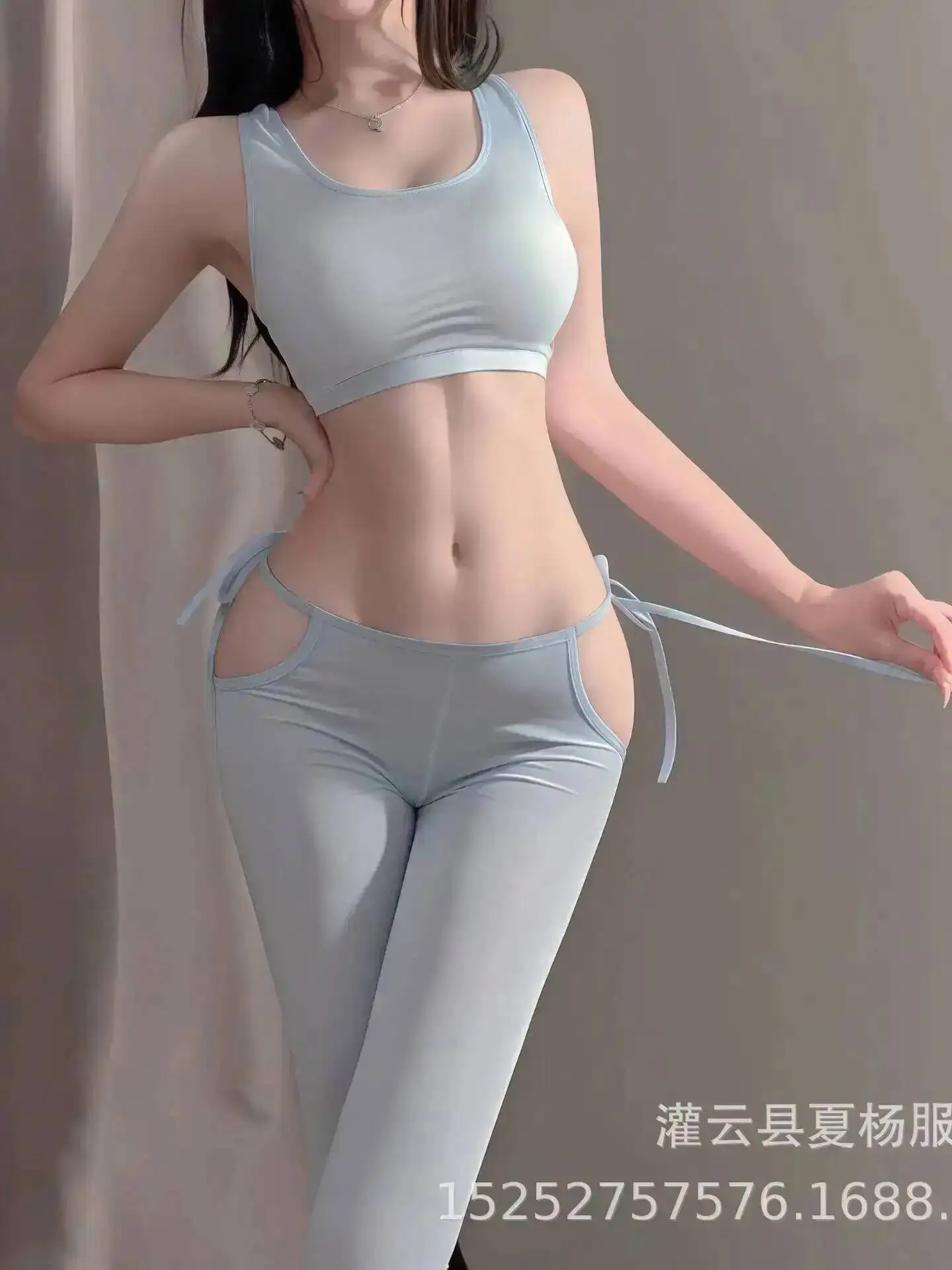 여성용 레이스업 요가 팬츠 섹시한 오픈 크로치 엉덩이 노출 열정적인 야외 섹시한 와일드 세트 순수한 욕망 스타일 섹시한 여성 5VXB