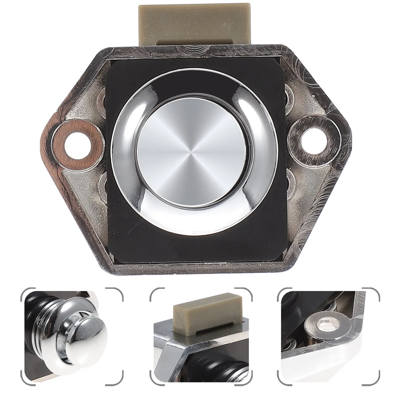 Push Button Cabinet Lock Zinc Alloy ABS Keyless Latch for RV Yacht Door Storage