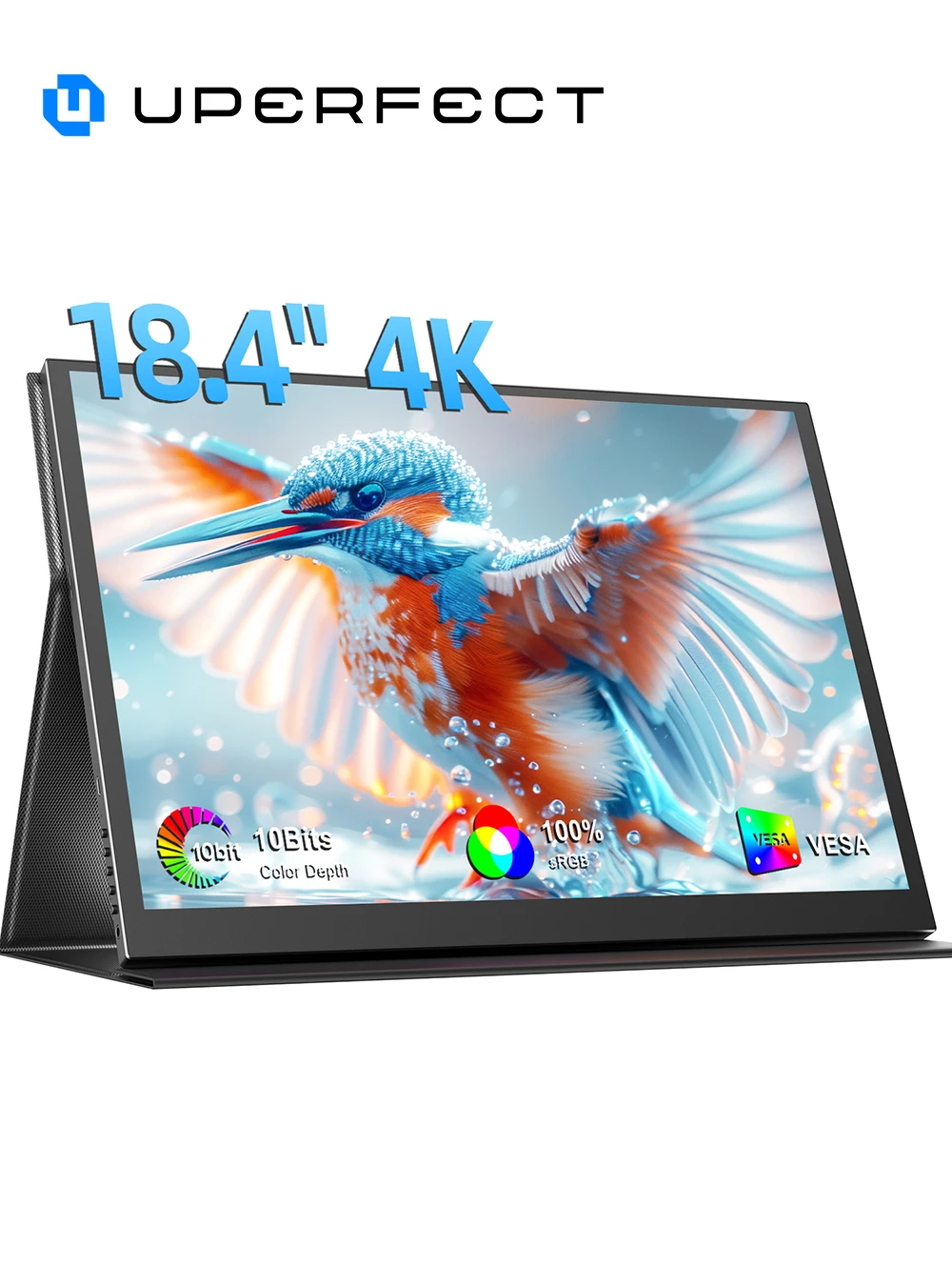 UPERFECT QLED 18.4" 4K Portable Monitor VESA 3840x2160 UHD 100% sRGB 8Bit HDR FreeSync Travel Screen For PS5/4 Desktop Laptop