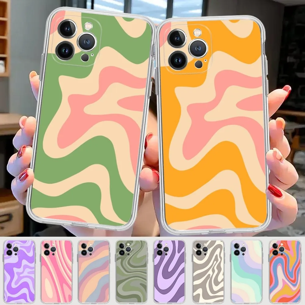 Abstract Swirl Pattern Phone Case For IPhone 15 8 7 6 6S Plus X SE 2020 XR XS 14 11 12 13 Mini Pro Max Mobile Case