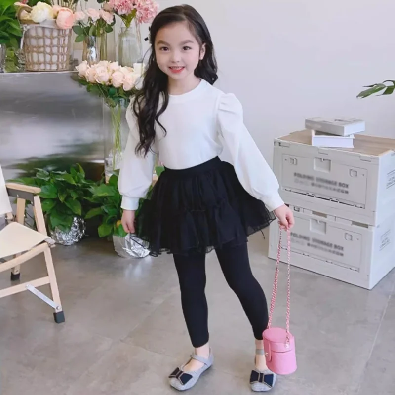 Girl Pantdress Spring And Autumn Gauze Skirt Skirt Leggings Children Spring And Autumn All Match Leggings