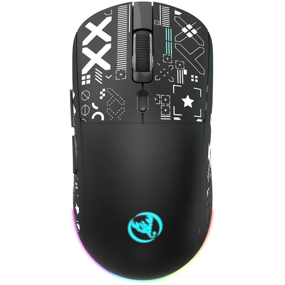 3-mode Wireless Gaming Mouse Cool Print Ergonomic Laptop Wireless Mouse Silent Buttons High-Precision Wireless Bluetooth Mouse