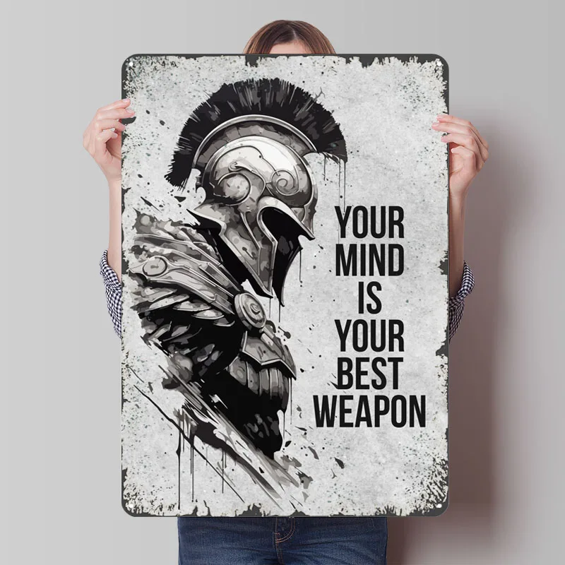 Spartan Warrior Quote Inspirational Metal Poster Bedroom Decoration Gaming Custom Metal Tin Signs for Wall Art Decoration Retro