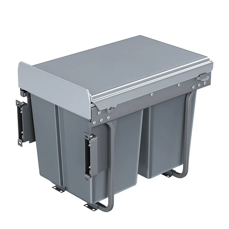 

Kitchen embedded trash can with lid pull basket hidden cleaning bucket dry and wet classification
