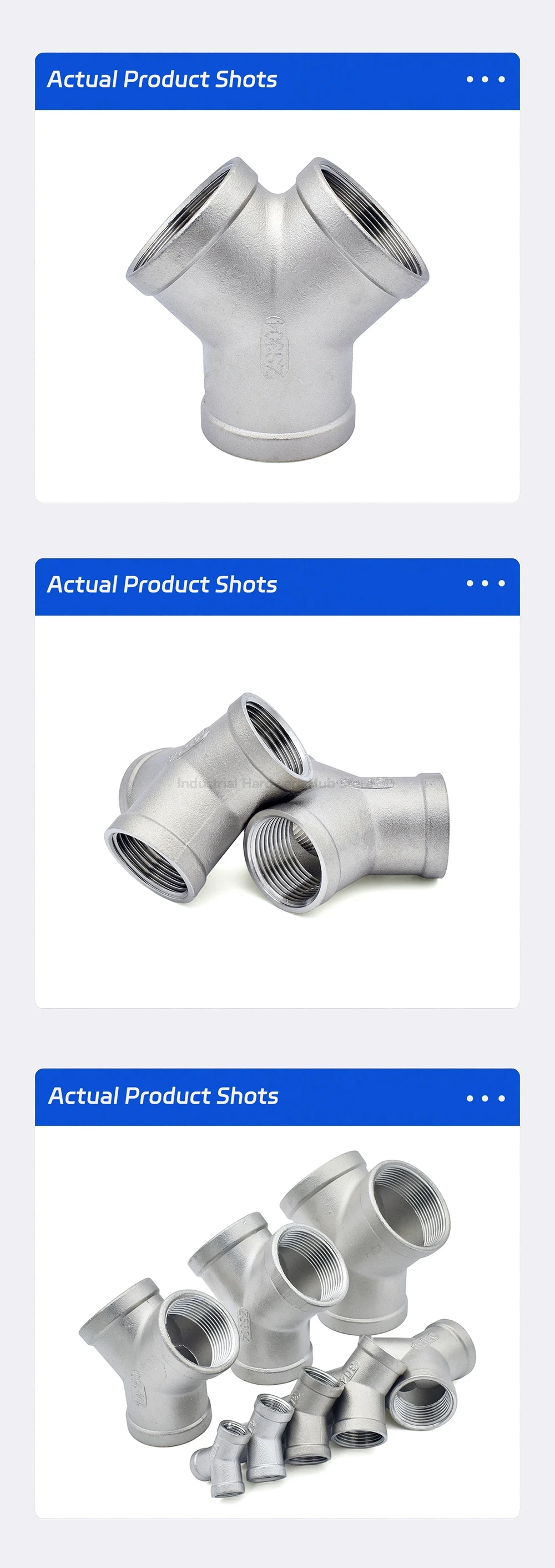Y-Stück mit Innengewinde aus Edelstahl SS304, 1/4" 3/8" 1/2" 3/4" 1" BSP für Sanitär-, Gas- und Wasserversorgung – Detail 4