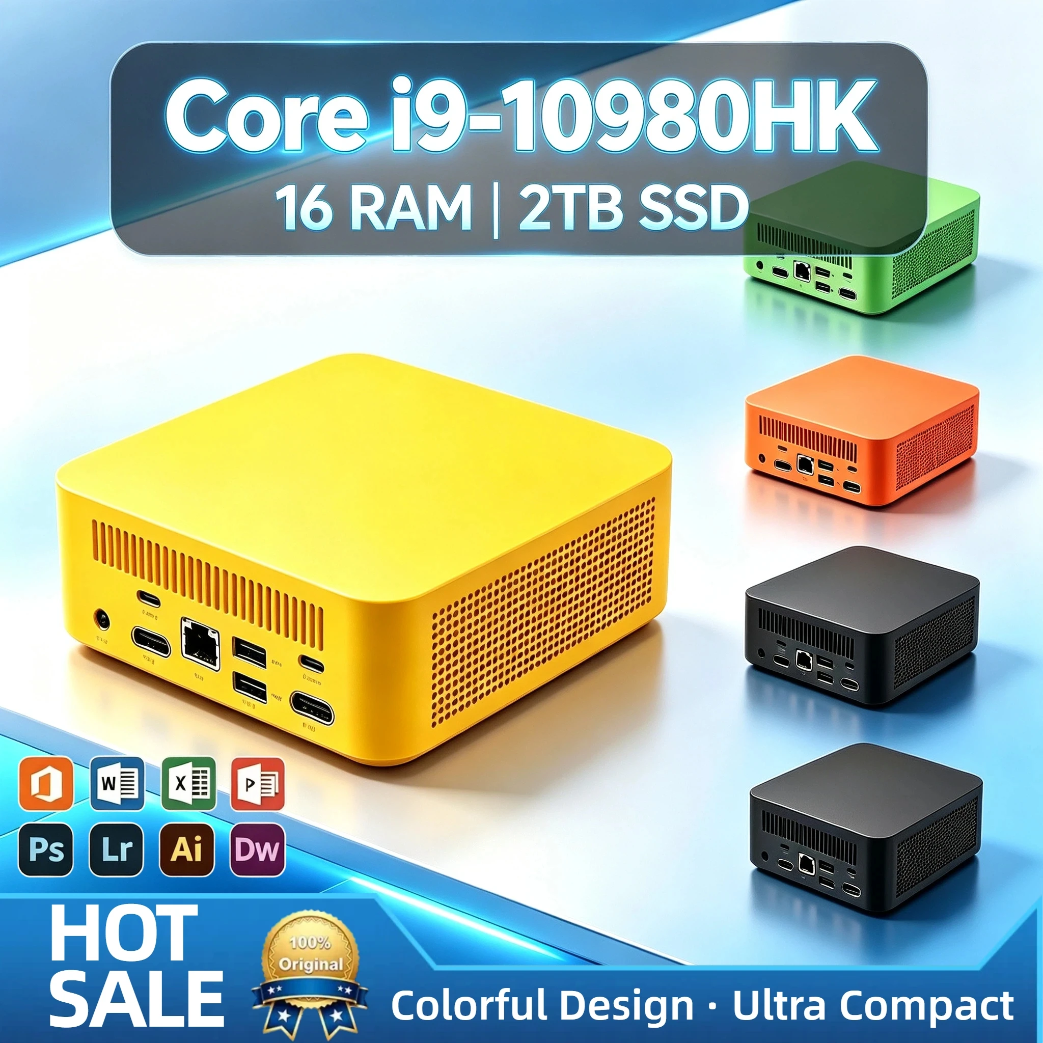 Intel Core i9-10980HK Mini Desktop PC 16GB DDR4 1TB 2TB SSD WiFi6 BT 5.2 4K Output Gaming Office Study Pro