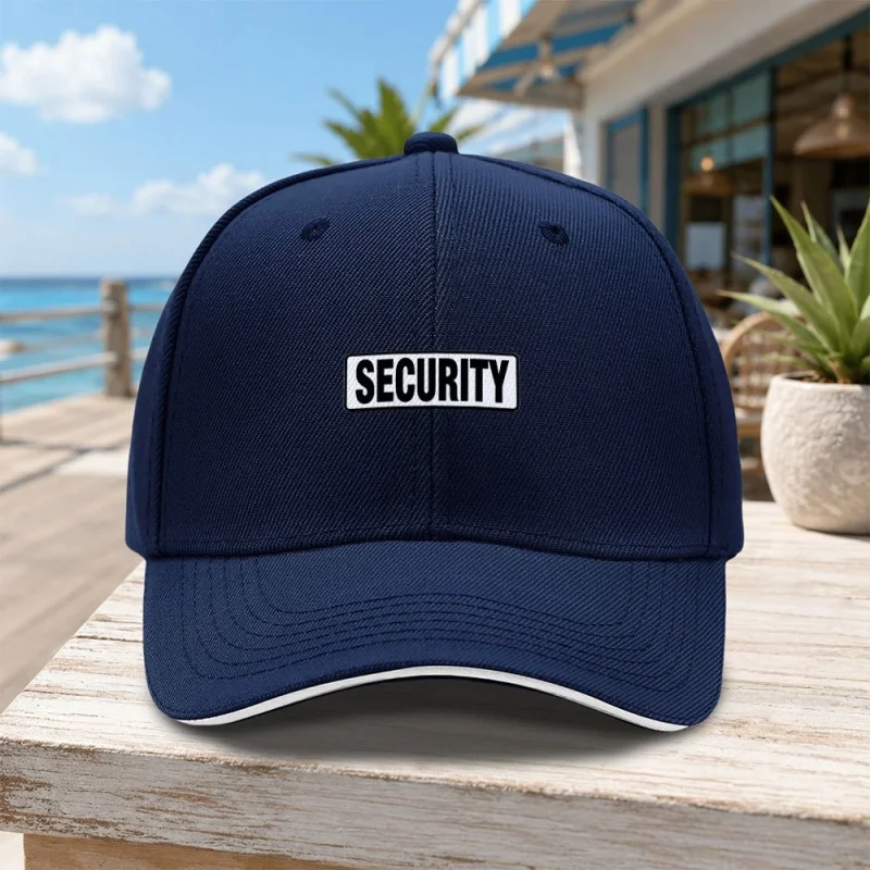 1pc Unisex Outdoor SECURITY Sign Sandwich Baseball Cap Street Fashion Outdoor Sports Baseball Cap Fashionable Versatile Duckbill