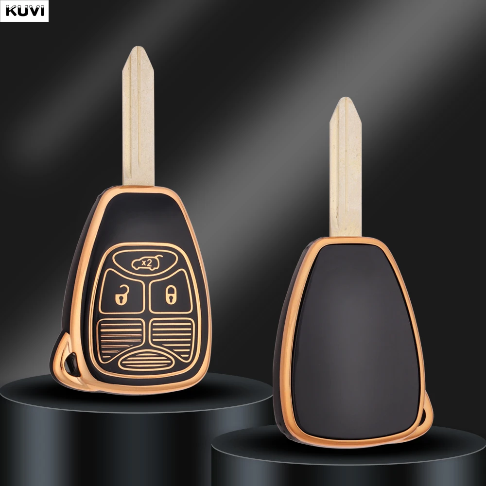 Goldene TPU-Autoschlüsselhülle für Jeep 300C Avenger Sebring Chrysler 200 Aspen Dodge Charger Commander Grand Cherokee Liberty