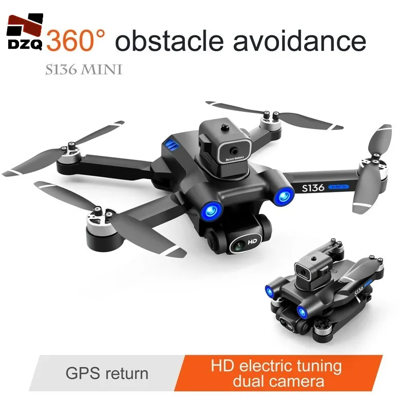 

DZQ New S136 WIFI FPV Drones With Wide Angle 4K 1080P Camera Laser Avoidance RC Foldable Quadcopter LS878 Drone Kid Gift Toys