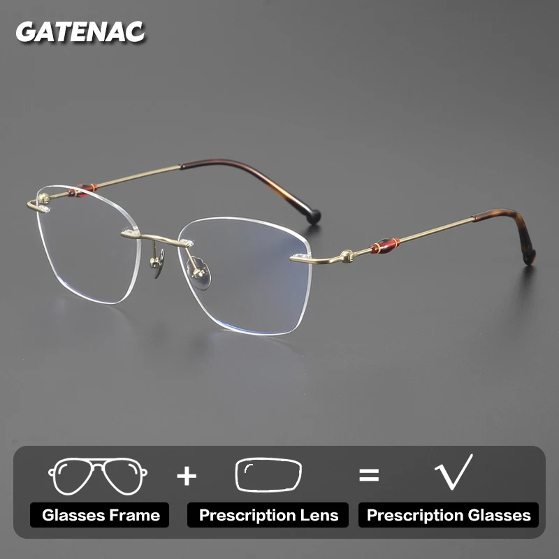 Lunettes de vue sans monture de luxe Gatenac pour femmes, style œil de chat, photochromiques, anti-lumière bleue, lunettes de lecture progressives