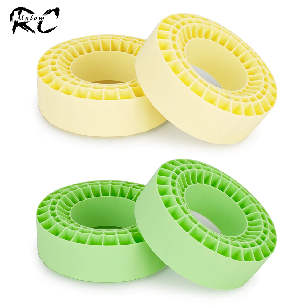

2.2" RC Crawler Tire Foam Inserts 4PCS High-Density Silicone Rubber Waterproof for 1/10 RC Car SCX10 Capra TRX-4 (Green/Yellow)