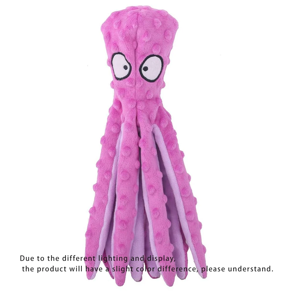 Dog Squeaky Toys Octopus - No Stuffing Crinkle Plush Dog Toys for Puppy Teething, Durable Interactive Dog Chew Toys for Small, M