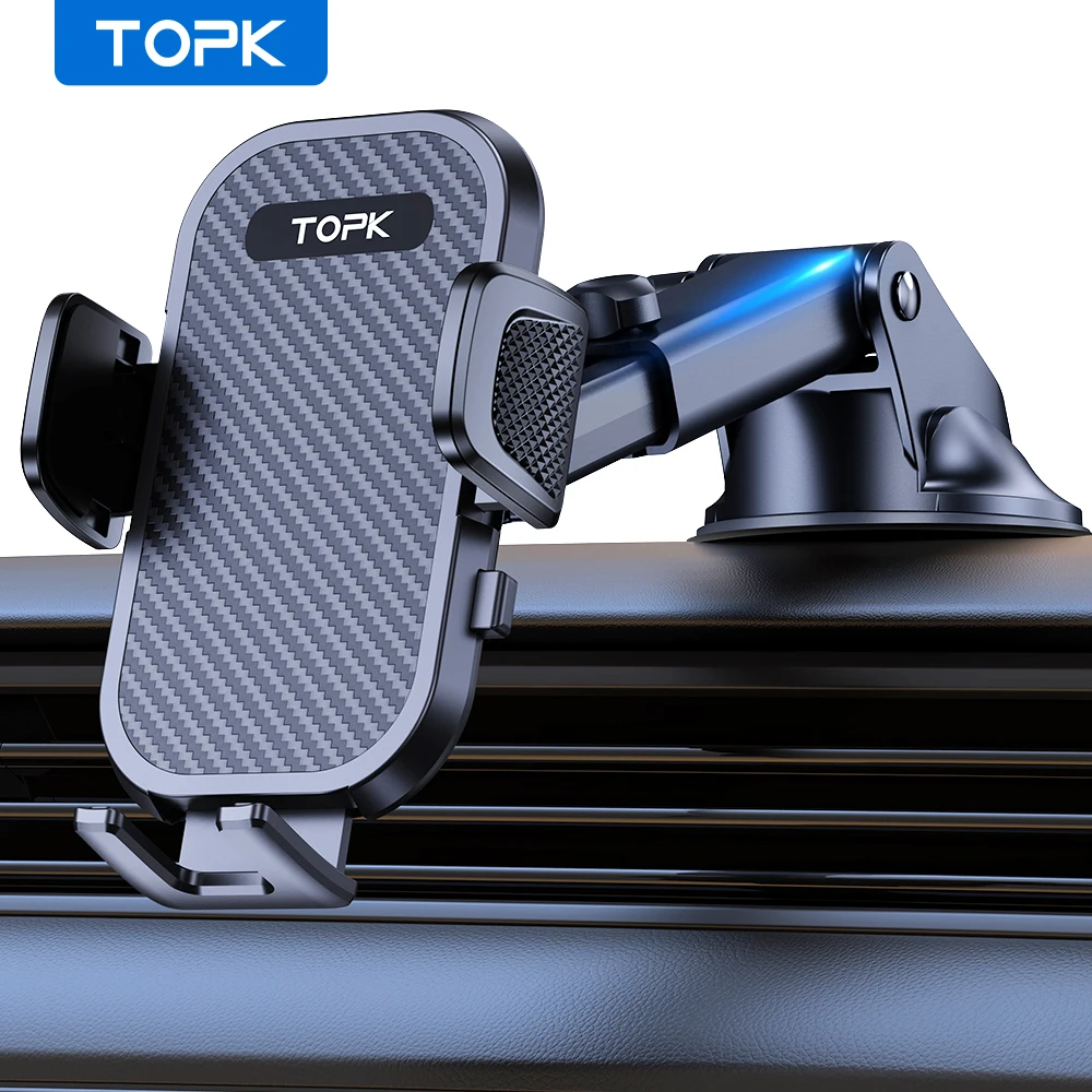 

TOPK D42X Car Phone Holder, Adjustable Mount, Easy Install, Ultra Stable for Dashboard/Windshield, Fits All Phone Models