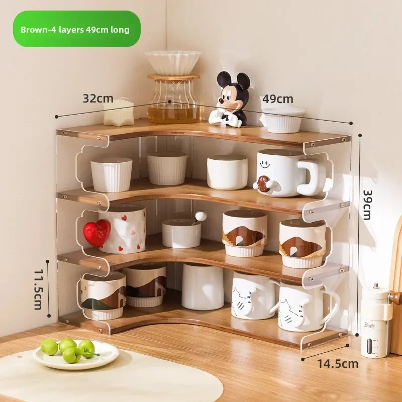 Storage rack, water cup corner rack, desktop corner side cabinet, tea cup placement cabinet, table corner finishing rack premium