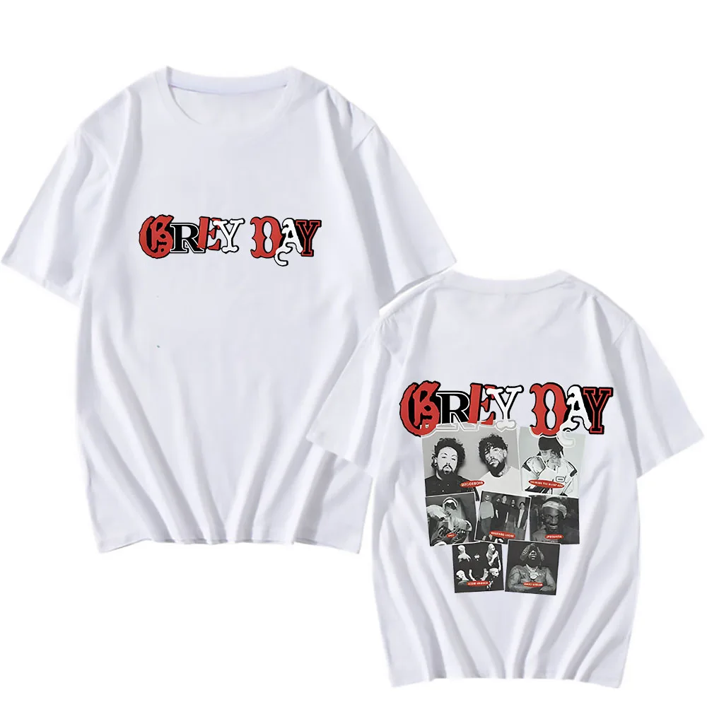 Sudaderas Grey Day T-shirts Back Printing Hip Hop Street Tee-shirt Short Sleeve Gothic Fashion Tshirt Camisetas Cotton Clothes