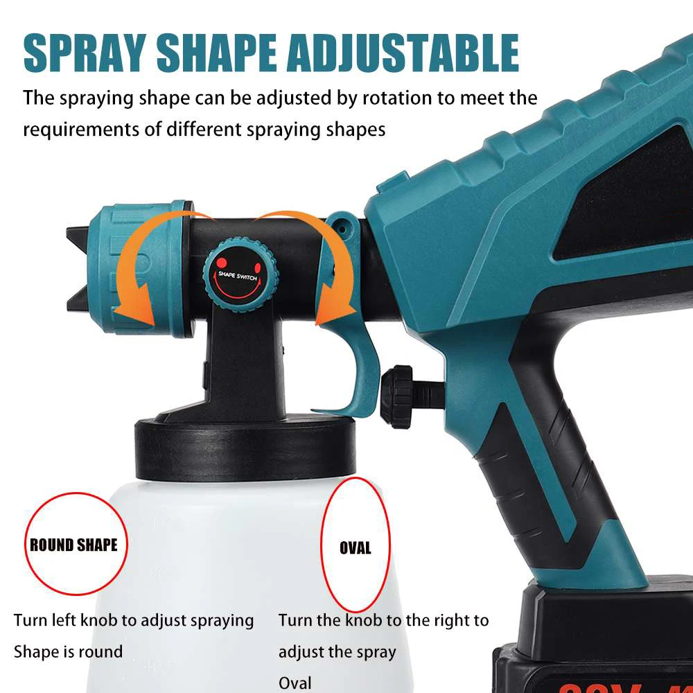 1000ML 1500W Cordless Electric Spray Gun 3Nozzle Flow Control Airbrush High Power Paint Sprayer Airbrush For Makita 18V Battery