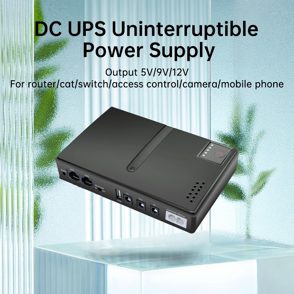 EU/US 5V/9V12V/15V/24V 1018L UPS Uninterruptible Power Supply DC Backup 18650 Power WIFI Router Optical Modem Built-In Adapter