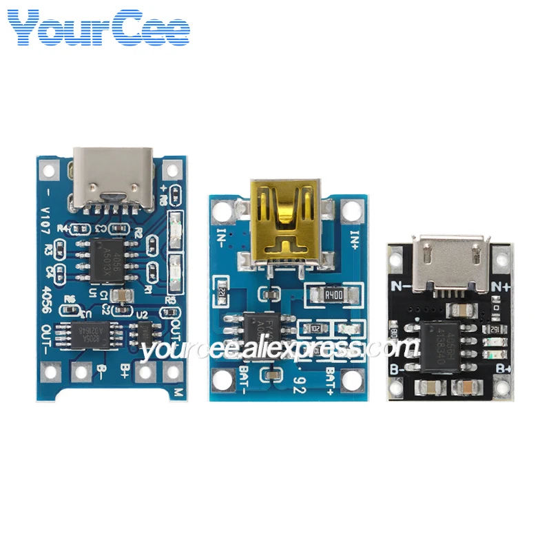 20pcs/1pc TP4056 1A Linear Lithium Li-ion Cell Battery Charger Charging Board Module Protection Mini Micro Type-C USB