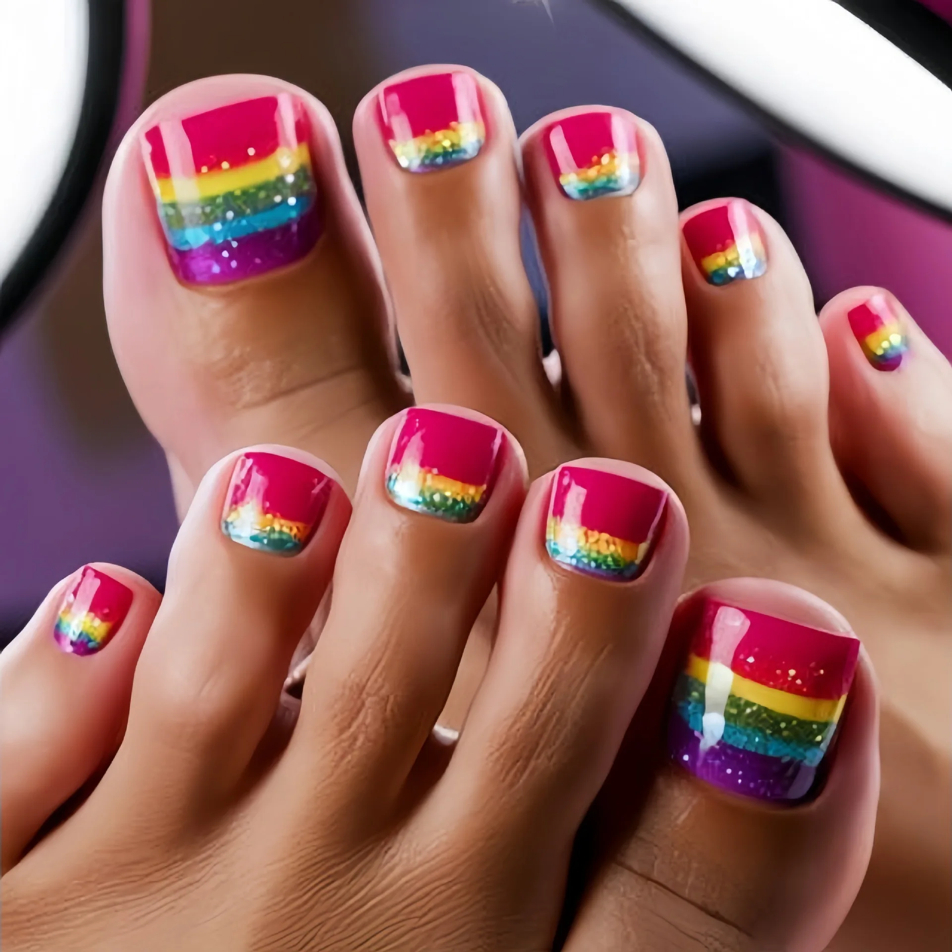 24 pçs quadrados unhas falsas arte datchable moda colorida listra dicas de unhas falsas com design de pó brilhante imprensa curta em unhas