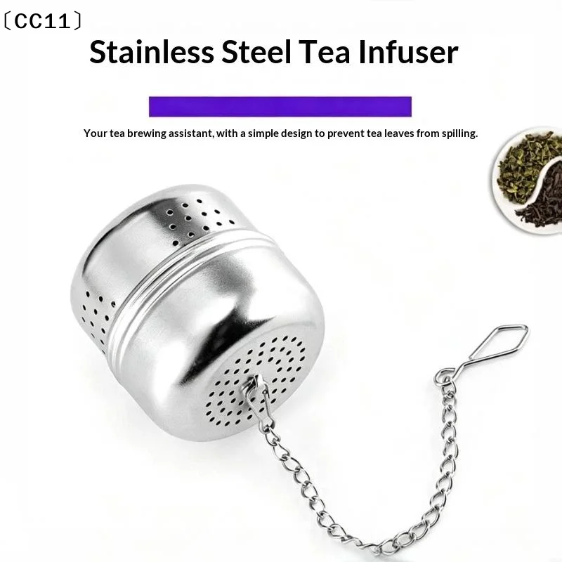 Tea Infuser Tea Filter Cylindrical Shape Fine Mesh Tea Infusers For Loose Tea Retractable Chain Design Tea Strainers〔CC11〕