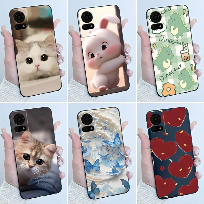 Funda bonita para TCL K23 / TCL K24 Funda TCL 50 LE T510SPP Capa con estampado de dibujos animados, funda protectora de silicona suave, carcasa negra
