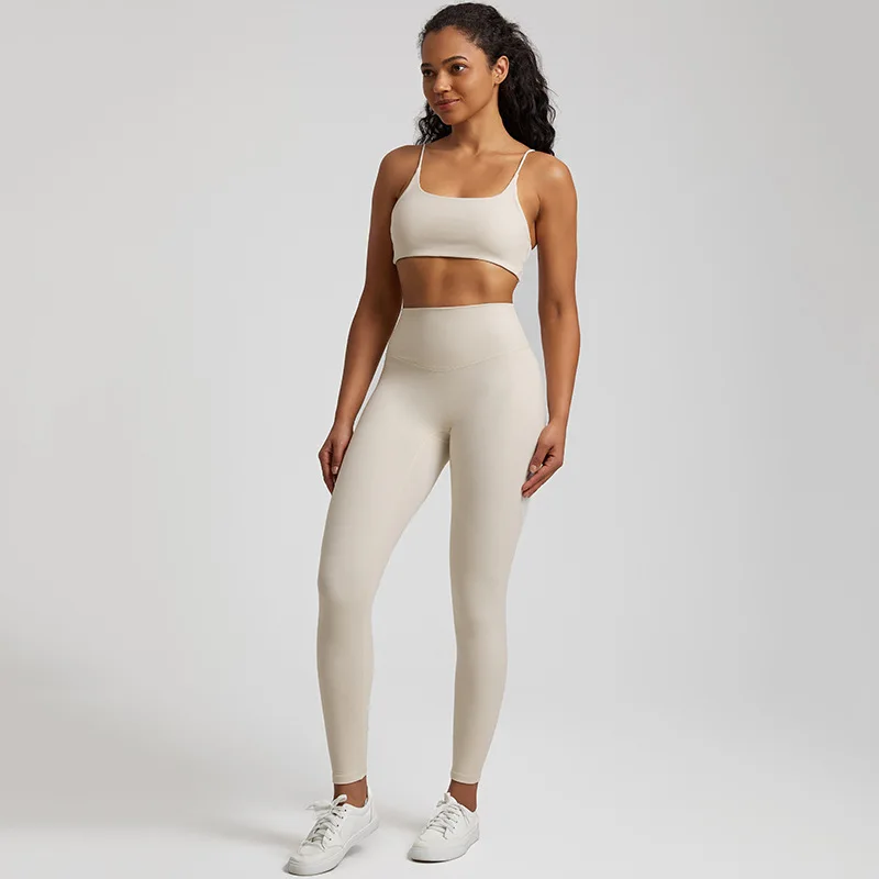 2PCS Buttery Soft Workout Set for Women Backless Sports Bra + High Waist Yoga Leggings Matching Gym Fitness Clothes Suit