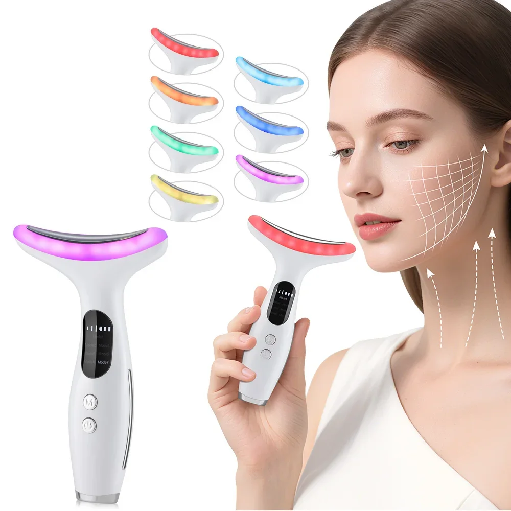 EMS جهاز تجميل الوجه للرقبة بالتيار الصغير LED تسخين الاهتزاز تنظيف إزالة الذقن المزدوجة جهاز تدليك لشد الوجه #1