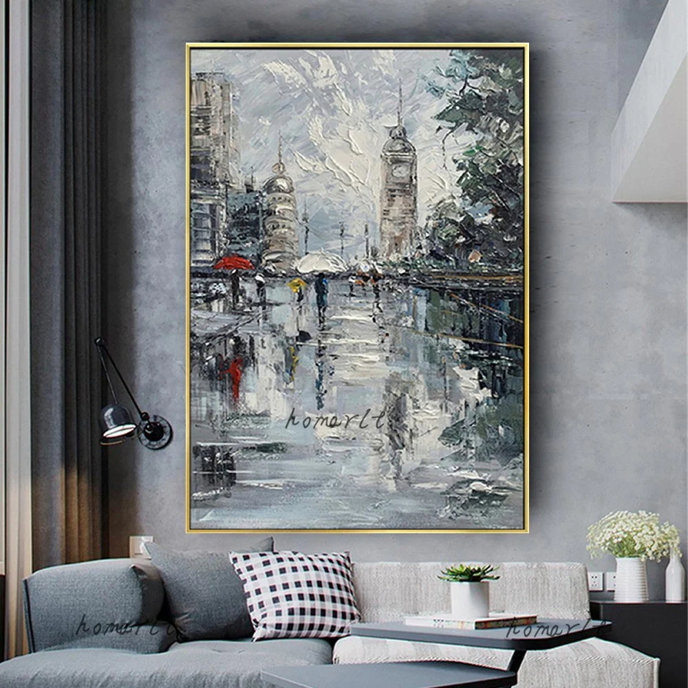 

100% Handpainted Oil Painting On Canvas New Handmade Knife Europe Scenery Oil Painting Wall Art Picture Home Decoration