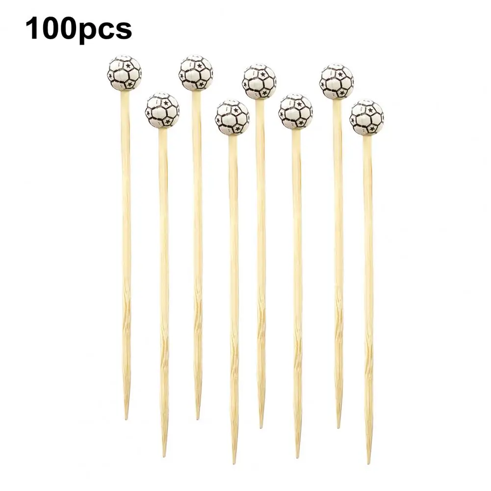 Sports Ball Bamboo Picks 100 Pcs Sports Ball End Bamboo Cocktail Picks for Appetizers Baseball Basketball for Party for Parties