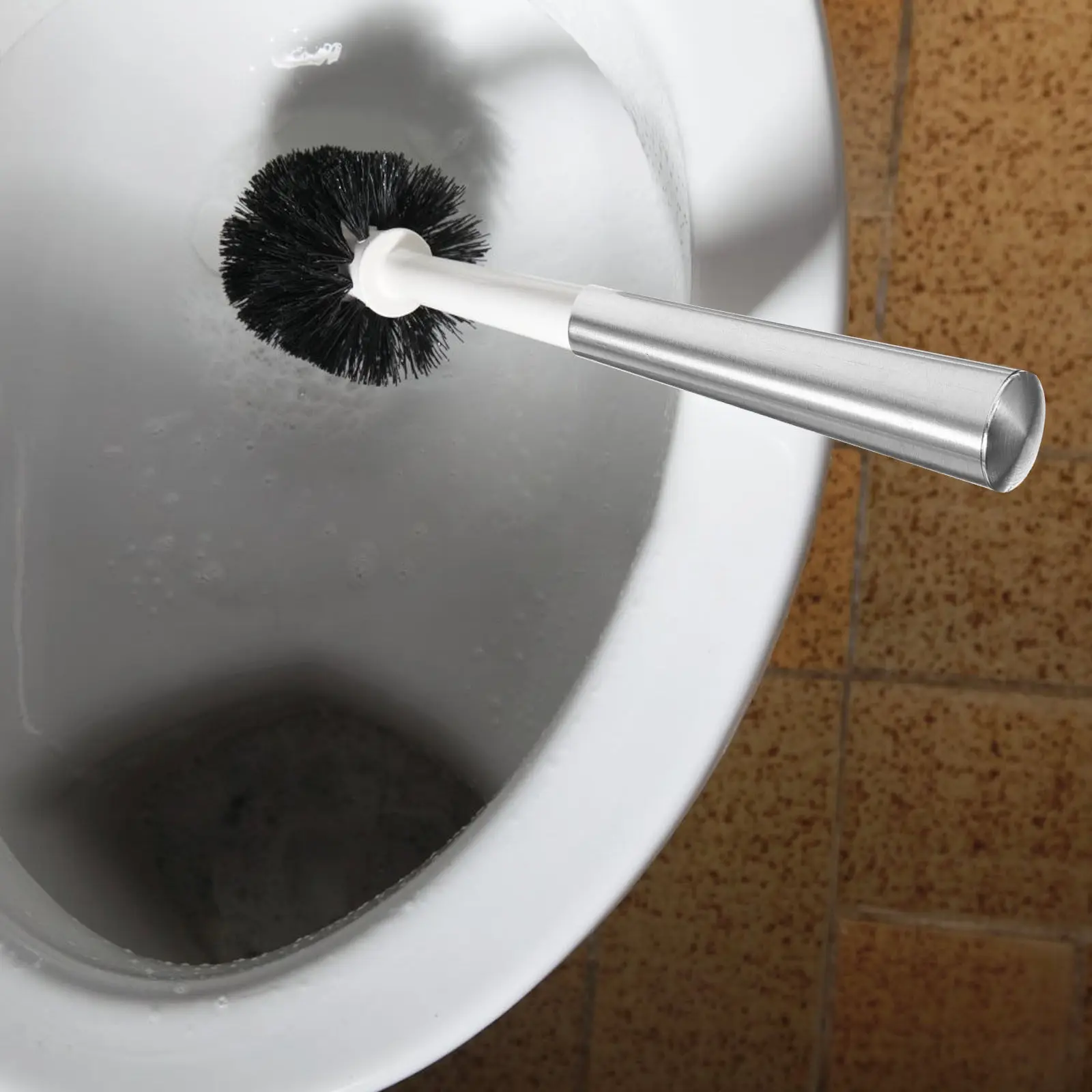 2Pcs Stainless Steel Toilet Brush Handle Replacement Metal Pole Attachments Bathroom Cleaning Accessories Pole Attachments