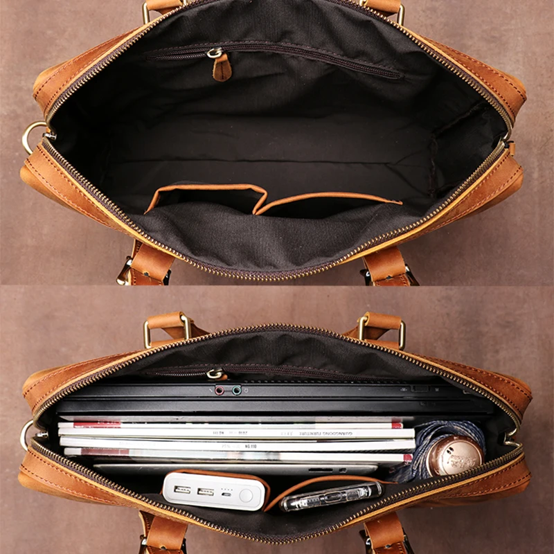 Borsa leggera da uomo in pelle di vacchetta Vintage valigetta da ufficio da uomo borsa per Laptop da 15 "borsa a tracolla moda uomo