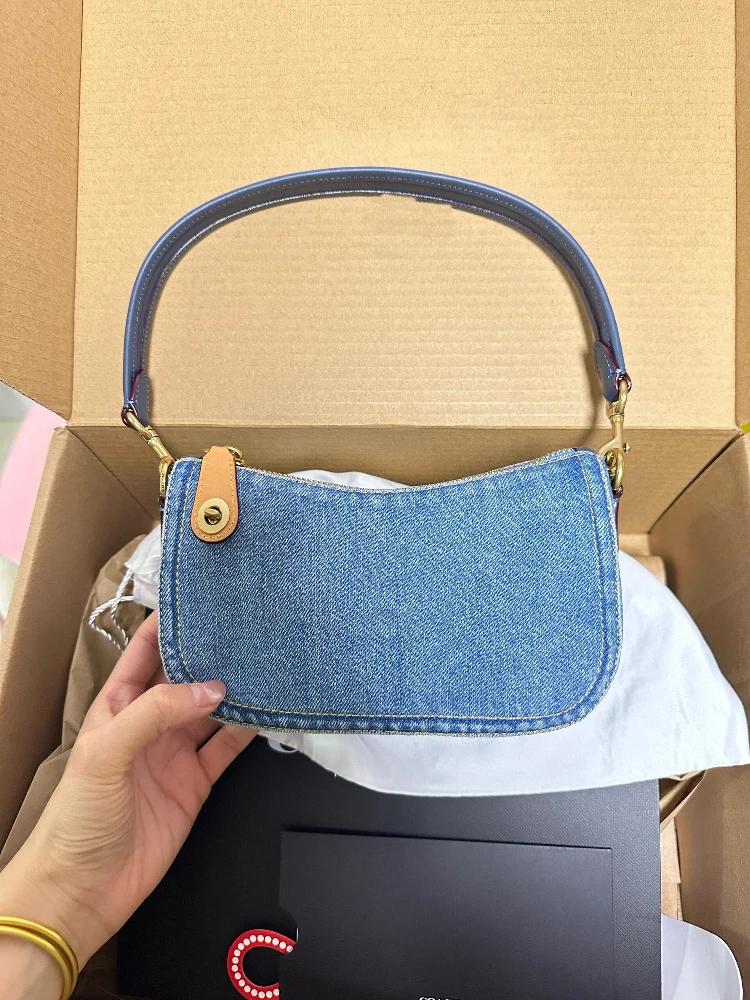 

Retro Denim Blue Underarm Bag Single oulder Handbag Summer 2025 New High-End Sensation French Breadsti Bag Mahjong Bag