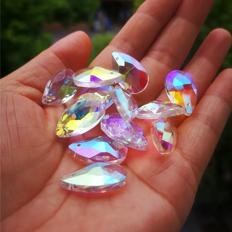 Top Quality 12pcs 22mm AB Tear Drop Crystal Prism Faceted Hanging Decoration Suncatcher Glass Chandelier Part DIY Jewelry Making