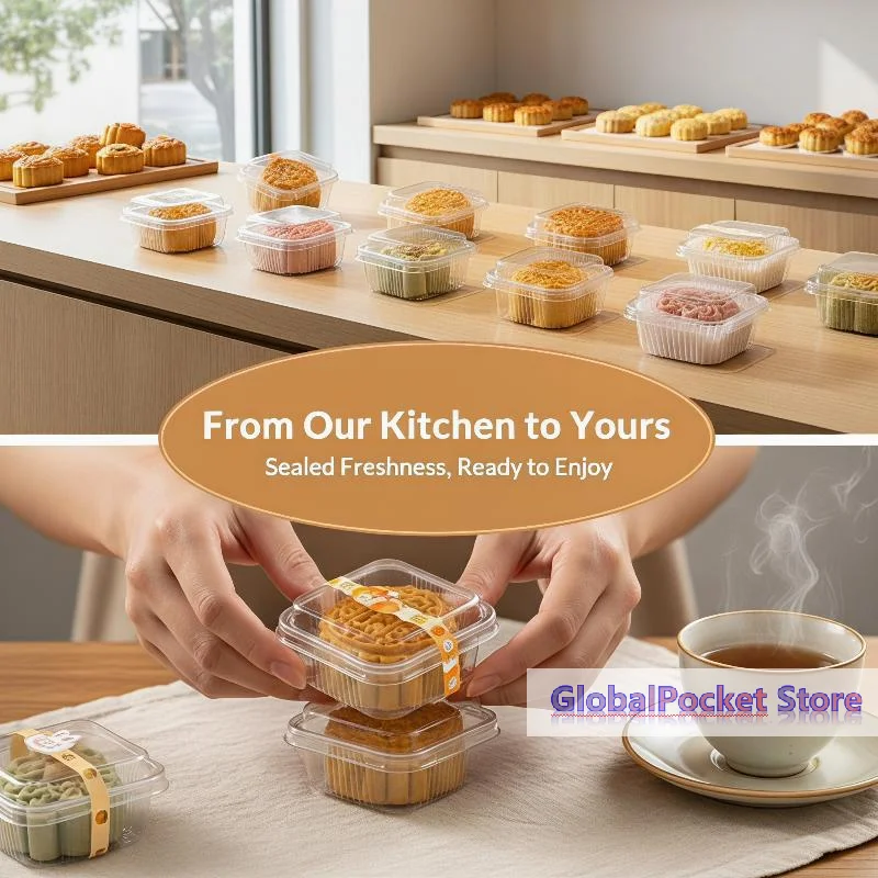 [TG823]Premium Packaging Supply That Is 50Pcs Thickened Sturdy Transparent Plastic Trays For Mid Autumn Mooncake Dessert Packing