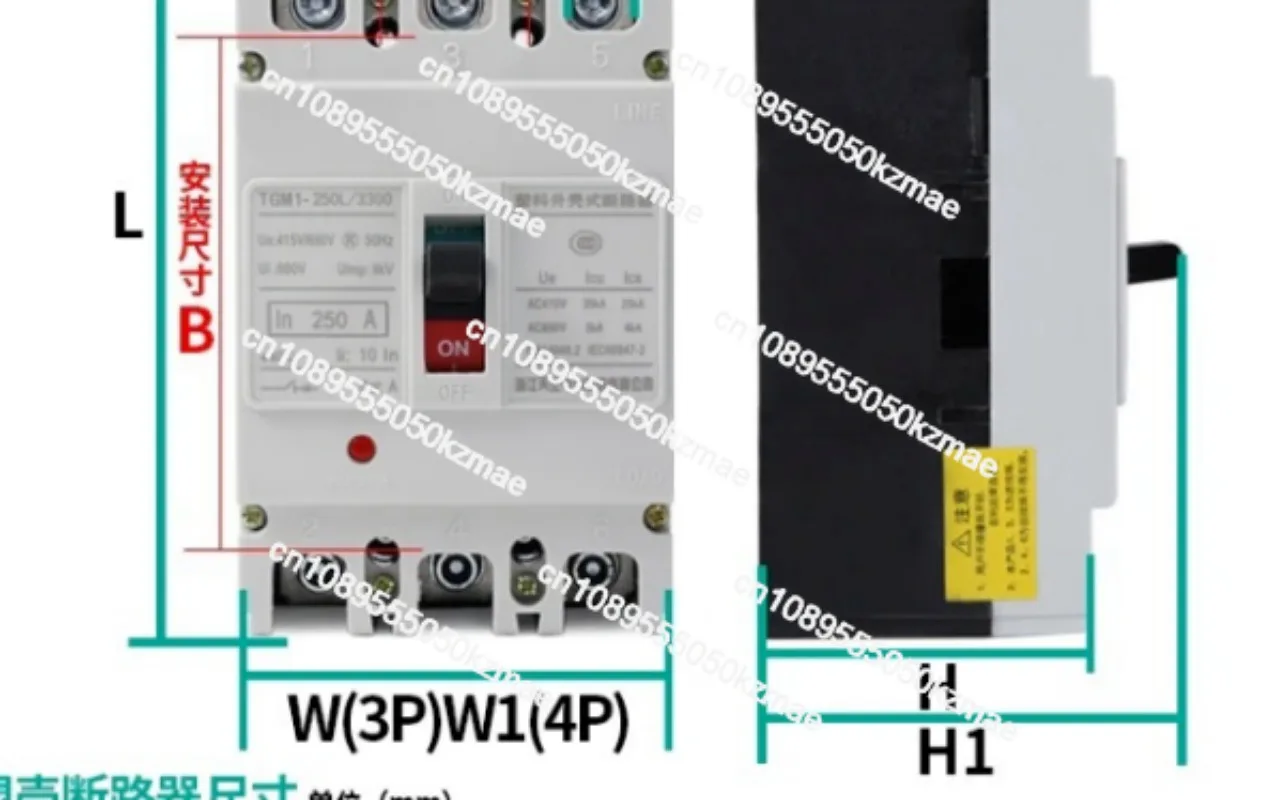 TGM1 Plastic Case Circuit Breaker Air Switch 3P 4P Three-Phase 100A 160A 250A 400A 630A MCCB