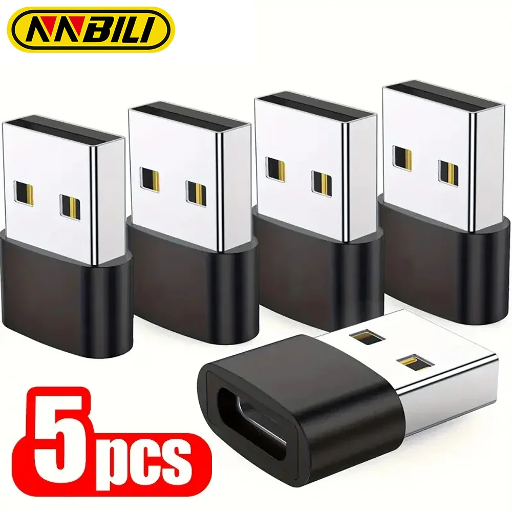 5pcs OTG USB to USB C Adapters Durable Metallic Build Universal Compatibility Including iPhone iPad Samsung S26 IWatch AirPods