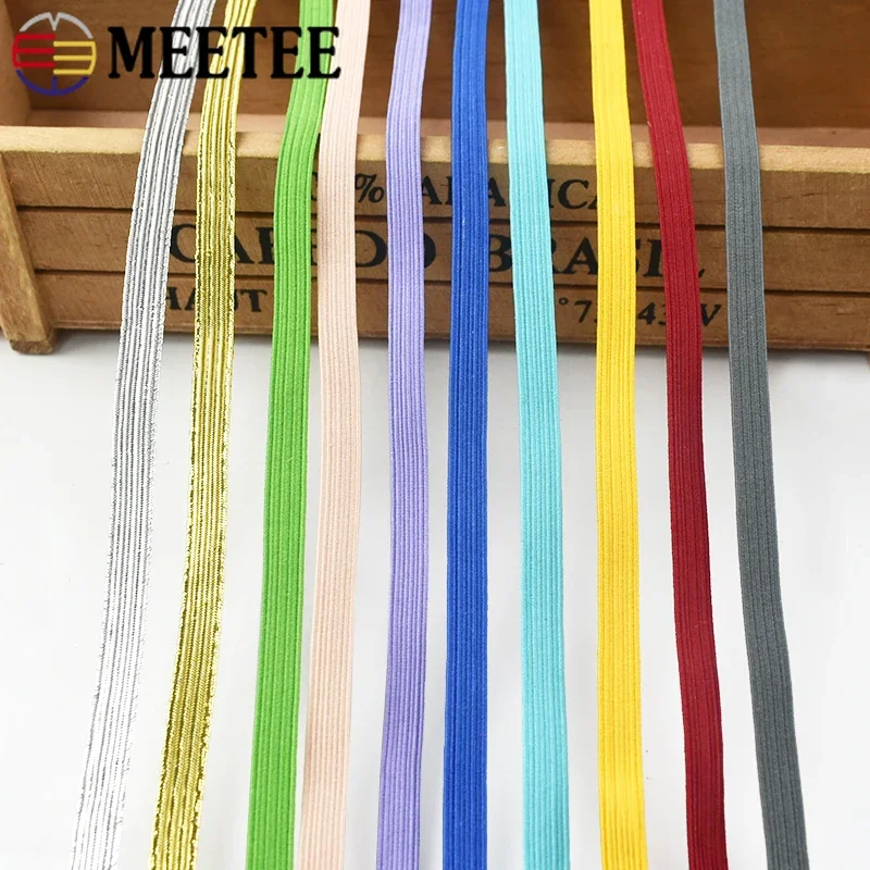 30 metri Meetee 6mm Corda elastica Elastici piatte Fascia per capelli Maschera Notebook Scarpe Nastro Nastro elasticizzato Indumento Accessori per