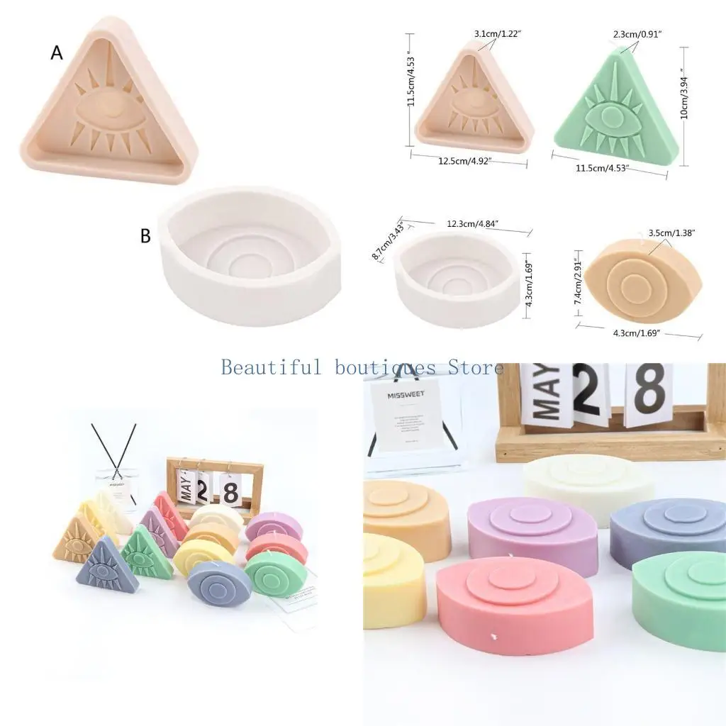 U4LF DIY Candle Mold All-Seeing Eye for Triangle Silicone Mold Resin Casting Mold for Resin Soap Candle Making Party Home Dec