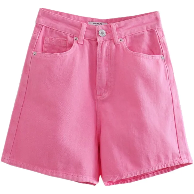 ฤดูร้อนใหม่ผู้หญิงเบอร์มิวดา orts Mommy Denim orts 4 สีเอวสูงตรงขากางเกงยีนส์เอวสูงกางเกงยีนส์ ort ความยาว