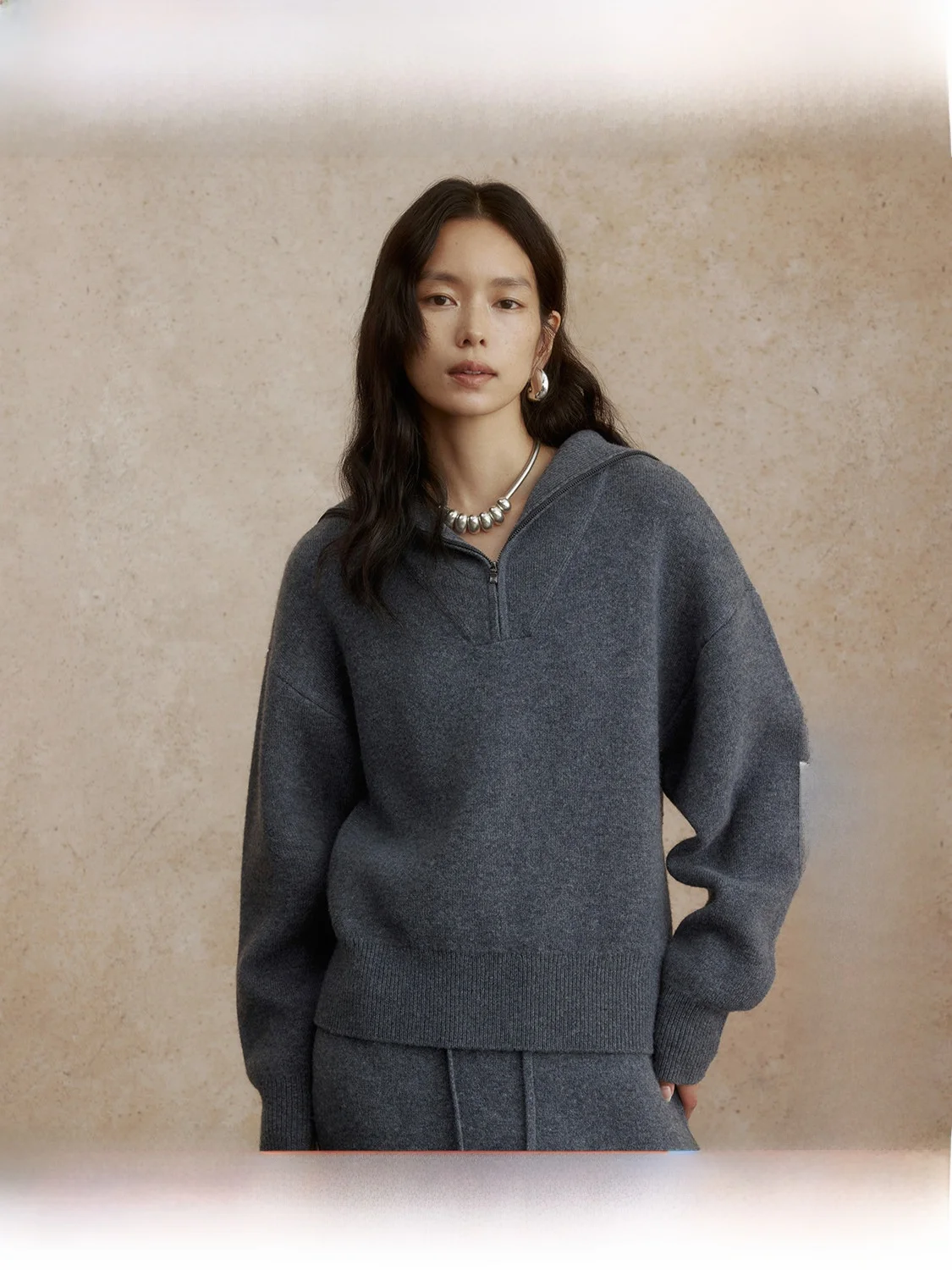 

Женский повседневный вязаный шерстяной пуловер ZhiZhi с молнией и капюшоном, зимний, для отдыха и повседневной носки, свободного кроя, с длинными рукавами