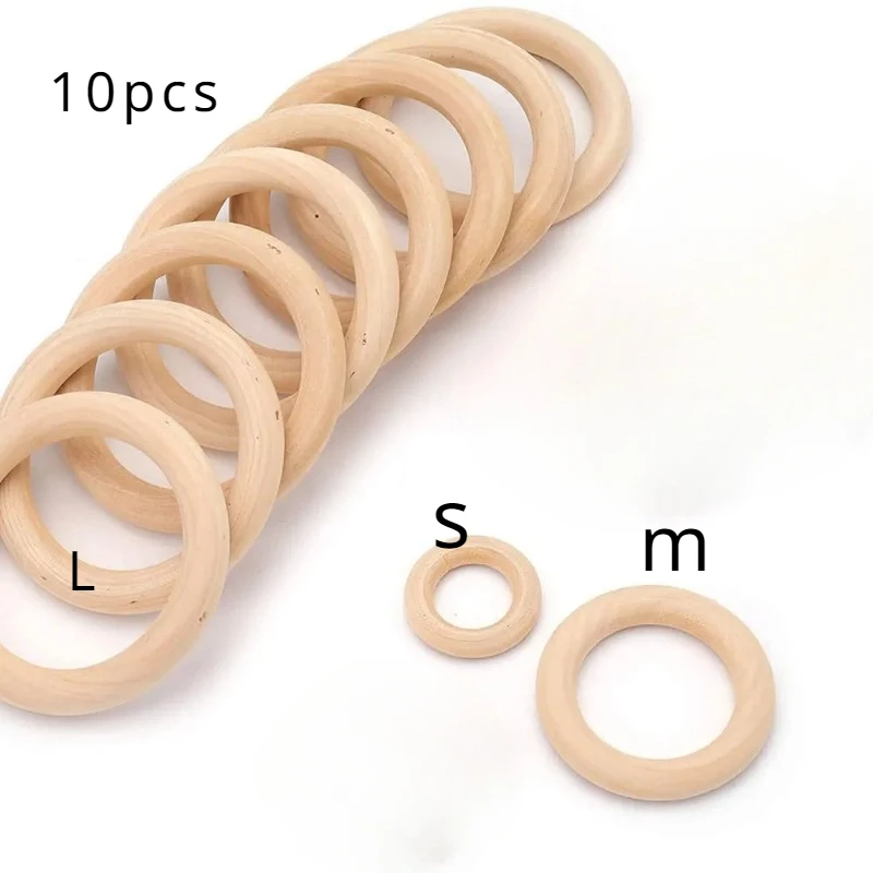 10pcs solid wood ring 20-80MM natural wood semi-finished ring woven DIY crafts wood hoops jewelry connector jewelry production